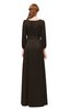 ColsBM Martha Fudge Brown Bridesmaid Dresses Floor Length Ruching Zip up V-neck Long Sleeve Glamorous