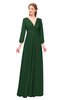 ColsBM Martha Hunter Green Bridesmaid Dresses Floor Length Ruching Zip up V-neck Long Sleeve Glamorous
