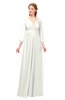 ColsBM Martha Ivory Bridesmaid Dresses Floor Length Ruching Zip up V-neck Long Sleeve Glamorous