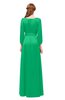 ColsBM Martha Mint Bridesmaid Dresses Floor Length Ruching Zip up V-neck Long Sleeve Glamorous