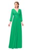 ColsBM Martha Mint Bridesmaid Dresses Floor Length Ruching Zip up V-neck Long Sleeve Glamorous