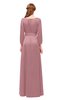 ColsBM Martha Nectar Pink Bridesmaid Dresses Floor Length Ruching Zip up V-neck Long Sleeve Glamorous