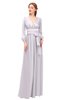 ColsBM Martha Orchid Tint Bridesmaid Dresses Floor Length Ruching Zip up V-neck Long Sleeve Glamorous