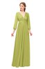 ColsBM Martha Palm Bridesmaid Dresses Floor Length Ruching Zip up V-neck Long Sleeve Glamorous