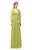 ColsBM Martha Palm Bridesmaid Dresses Floor Length Ruching Zip up V-neck Long Sleeve Glamorous