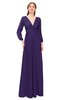 ColsBM Martha Parachute Purple Bridesmaid Dresses Floor Length Ruching Zip up V-neck Long Sleeve Glamorous