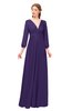 ColsBM Martha Parachute Purple Bridesmaid Dresses Floor Length Ruching Zip up V-neck Long Sleeve Glamorous
