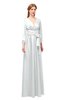 ColsBM Martha Platinum Bridesmaid Dresses Floor Length Ruching Zip up V-neck Long Sleeve Glamorous