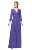 ColsBM Martha Purple Opulence Bridesmaid Dresses Floor Length Ruching Zip up V-neck Long Sleeve Glamorous