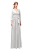 ColsBM Martha Rainy Grey Bridesmaid Dresses Floor Length Ruching Zip up V-neck Long Sleeve Glamorous