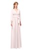 ColsBM Martha Rosewater Pink Bridesmaid Dresses Floor Length Ruching Zip up V-neck Long Sleeve Glamorous