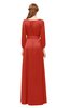 ColsBM Martha Rust Bridesmaid Dresses Floor Length Ruching Zip up V-neck Long Sleeve Glamorous