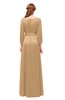 ColsBM Martha Sand Bridesmaid Dresses Floor Length Ruching Zip up V-neck Long Sleeve Glamorous