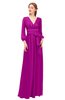 ColsBM Martha Sangria Bridesmaid Dresses Floor Length Ruching Zip up V-neck Long Sleeve Glamorous