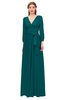ColsBM Martha Shaded Spruce Bridesmaid Dresses Floor Length Ruching Zip up V-neck Long Sleeve Glamorous