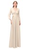 ColsBM Martha Silver Peony Bridesmaid Dresses Floor Length Ruching Zip up V-neck Long Sleeve Glamorous