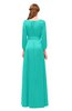 ColsBM Martha Spectra Green Bridesmaid Dresses Floor Length Ruching Zip up V-neck Long Sleeve Glamorous