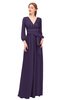 ColsBM Martha Violet Bridesmaid Dresses Floor Length Ruching Zip up V-neck Long Sleeve Glamorous