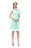 ColsBM Izzy Aqua Bridesmaid Dresses Zip up Pleated Mini Short Sleeve A-line Elegant