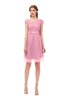 ColsBM Izzy Begonia Pink Bridesmaid Dresses Zip up Pleated Mini Short Sleeve A-line Elegant