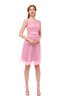 ColsBM Izzy Begonia Pink Bridesmaid Dresses Zip up Pleated Mini Short Sleeve A-line Elegant