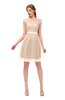 ColsBM Izzy Beige Bridesmaid Dresses Zip up Pleated Mini Short Sleeve A-line Elegant
