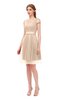 ColsBM Izzy Beige Bridesmaid Dresses Zip up Pleated Mini Short Sleeve A-line Elegant
