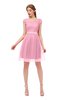 ColsBM Izzy Carnation Pink Bridesmaid Dresses Zip up Pleated Mini Short Sleeve A-line Elegant