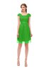 ColsBM Izzy Classic Green Bridesmaid Dresses Zip up Pleated Mini Short Sleeve A-line Elegant