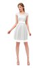 ColsBM Izzy Cloud White Bridesmaid Dresses Zip up Pleated Mini Short Sleeve A-line Elegant