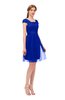 ColsBM Izzy Electric Blue Bridesmaid Dresses Zip up Pleated Mini Short Sleeve A-line Elegant