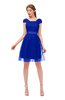 ColsBM Izzy Electric Blue Bridesmaid Dresses Zip up Pleated Mini Short Sleeve A-line Elegant