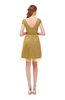 ColsBM Izzy Gold Bridesmaid Dresses Zip up Pleated Mini Short Sleeve A-line Elegant