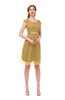ColsBM Izzy Gold Bridesmaid Dresses Zip up Pleated Mini Short Sleeve A-line Elegant