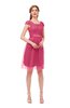 ColsBM Izzy Honeysuckle Pink Bridesmaid Dresses Zip up Pleated Mini Short Sleeve A-line Elegant