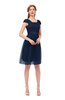 ColsBM Izzy Navy Blue Bridesmaid Dresses Zip up Pleated Mini Short Sleeve A-line Elegant