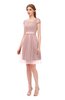 ColsBM Izzy Nectar Pink Bridesmaid Dresses Zip up Pleated Mini Short Sleeve A-line Elegant