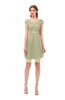 ColsBM Izzy Pale Olive Bridesmaid Dresses Zip up Pleated Mini Short Sleeve A-line Elegant