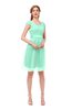ColsBM Izzy Pastel Green Bridesmaid Dresses Zip up Pleated Mini Short Sleeve A-line Elegant