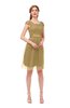 ColsBM Izzy Prairie Sand Bridesmaid Dresses Zip up Pleated Mini Short Sleeve A-line Elegant