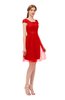 ColsBM Izzy Red Bridesmaid Dresses Zip up Pleated Mini Short Sleeve A-line Elegant