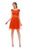 ColsBM Izzy Spicy Orange Bridesmaid Dresses Zip up Pleated Mini Short Sleeve A-line Elegant