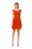 ColsBM Izzy Spicy Orange Bridesmaid Dresses Zip up Pleated Mini Short Sleeve A-line Elegant