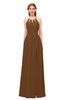 ColsBM Hadley Brown Bridesmaid Dresses A-line Zip up Halter Sexy Floor Length Sleeveless