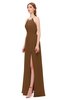ColsBM Hadley Brown Bridesmaid Dresses A-line Zip up Halter Sexy Floor Length Sleeveless
