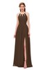 ColsBM Hadley Chocolate Brown Bridesmaid Dresses A-line Zip up Halter Sexy Floor Length Sleeveless