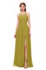 ColsBM Hadley Golden Olive Bridesmaid Dresses A-line Zip up Halter Sexy Floor Length Sleeveless