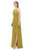 ColsBM Hadley Golden Olive Bridesmaid Dresses A-line Zip up Halter Sexy Floor Length Sleeveless