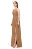 ColsBM Hadley Light Brown Bridesmaid Dresses A-line Zip up Halter Sexy Floor Length Sleeveless
