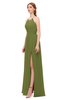 ColsBM Hadley Olive Green Bridesmaid Dresses A-line Zip up Halter Sexy Floor Length Sleeveless